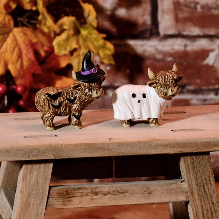Spooktacular Resin Dressed Highland Cow Ornament