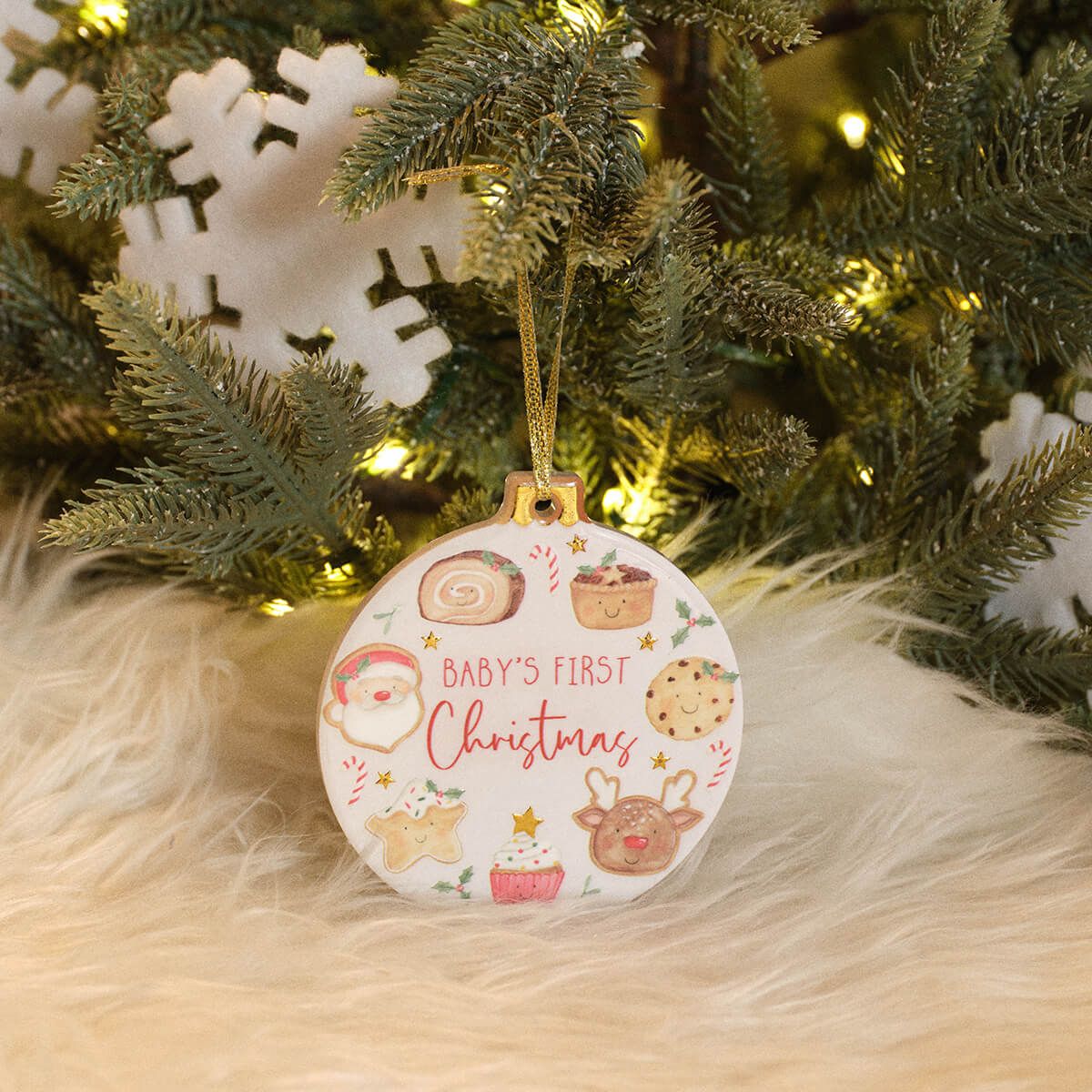 Santa's Magical Feast Baby's First Christmas Bauble Hanging Plaque