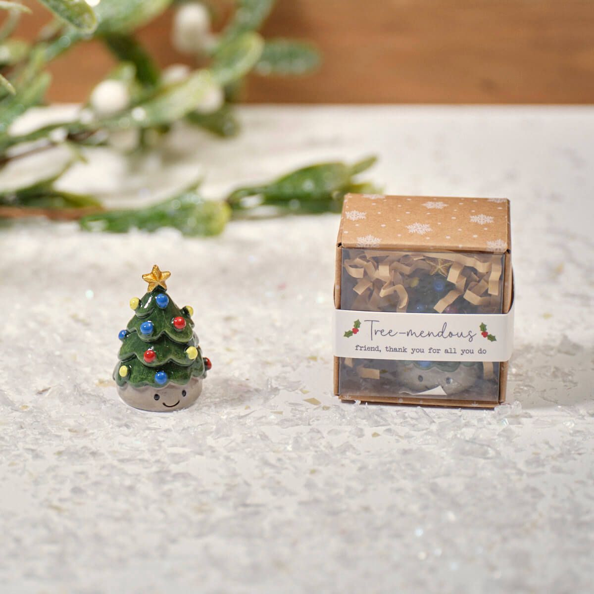 Christmas Tiny World Resin Tree Keepsake Ornament With Gift Box