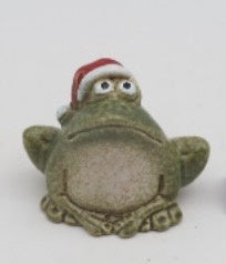 Green Frog in Christmas Hat