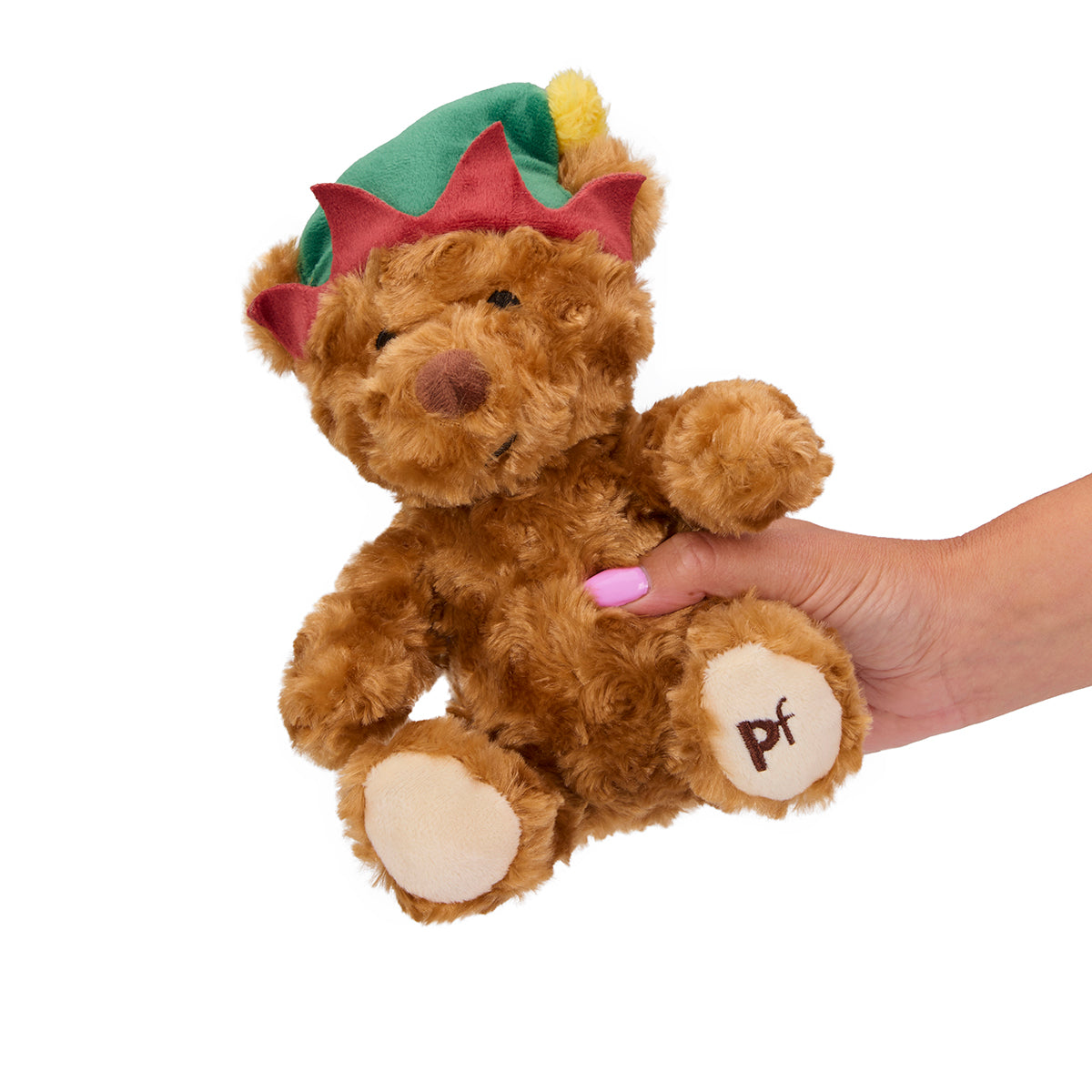 Petface Carley Curly Teddy with Elf Hat Plush Christmas Dog Toy