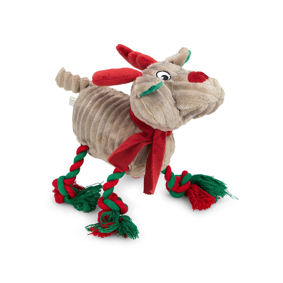 Petface Roger Rope Legs Reindeer with Scarf Plush Christmas Dog Toy