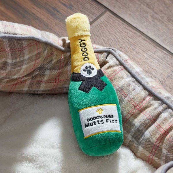 Zoon Christmas Mutts Fizz Champagne Bottle Soft Dog Toy
