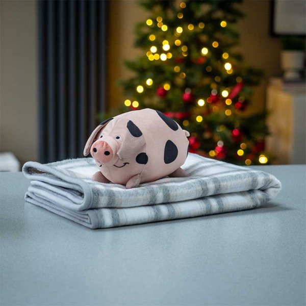Zoon Christmas Pig-In-Blanket & Comforter Gift Set - Grey Check