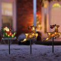 Santa Sleigh Garden Stakes with Lights