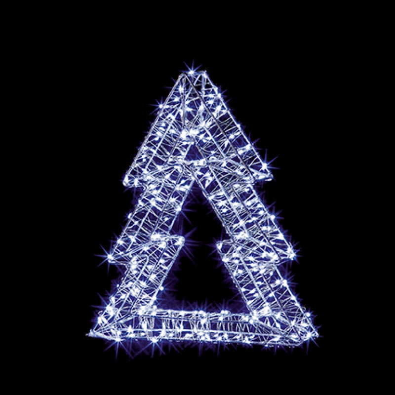Premier 30cm Silver Wire Wrapped Light up Christmas Tree Silhouette with 300 White Twinkling LEDs