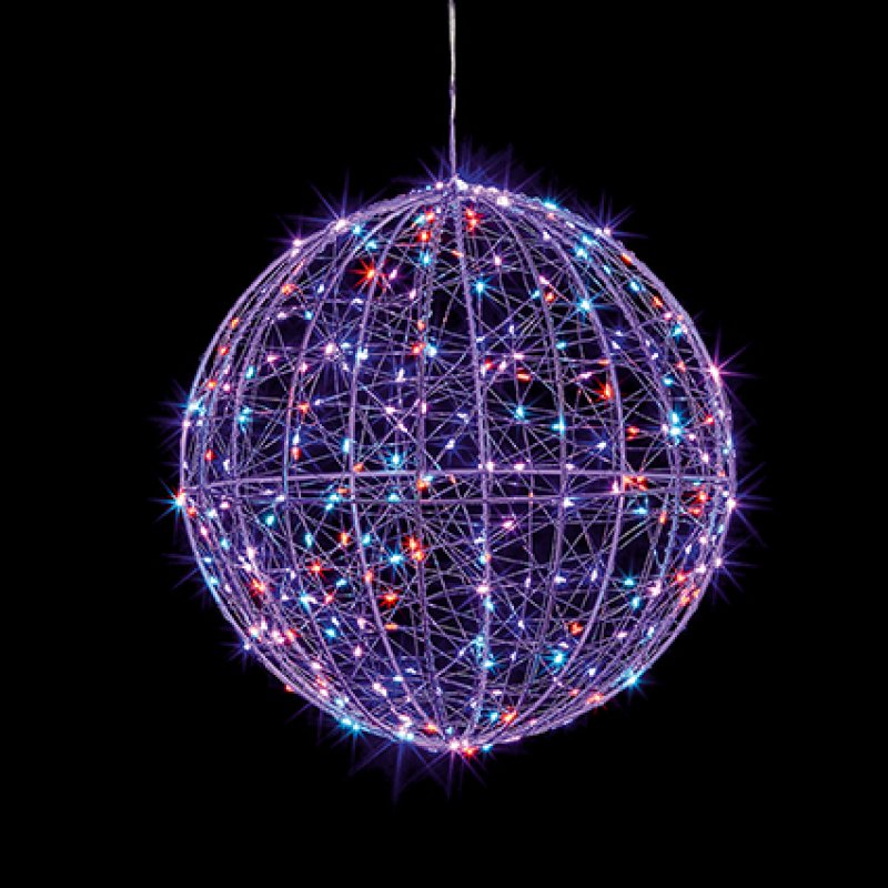Premier 30cm Rainbow LED White Wire Wrapped Sphere Light with 300 Twin ...