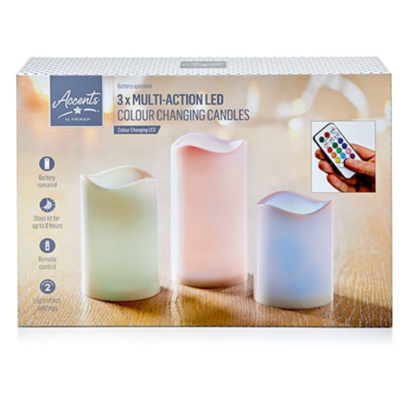 Special Offer Set of 3 Colour Changing Candles with Remote