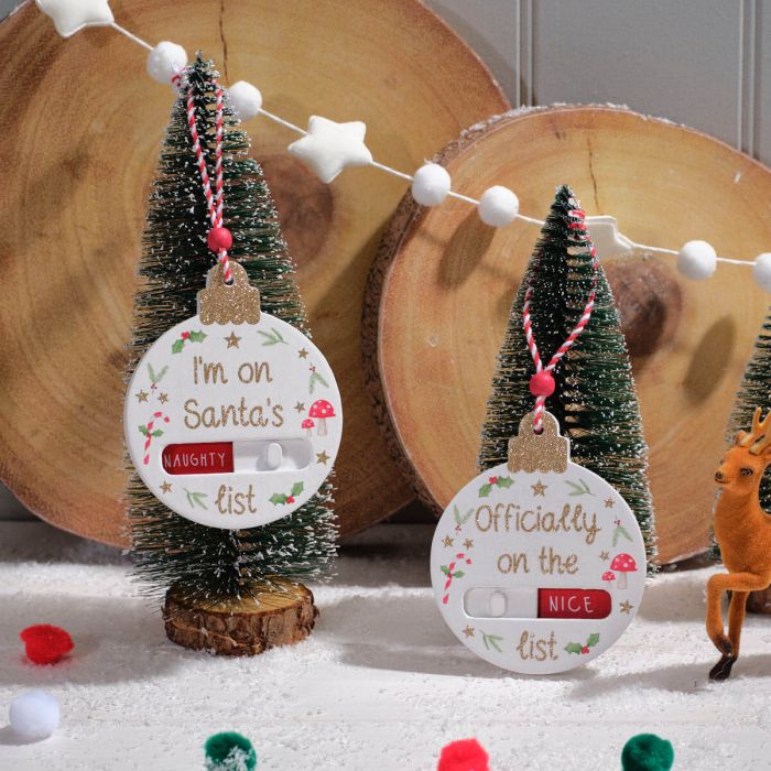 Winter Wonderland Naughty or Nice Changeable Hanging Bauble