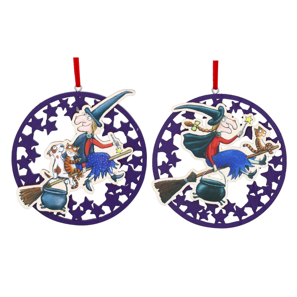 Gisela Graham - Room on The Broom Flat Hanging Ornament 10cm