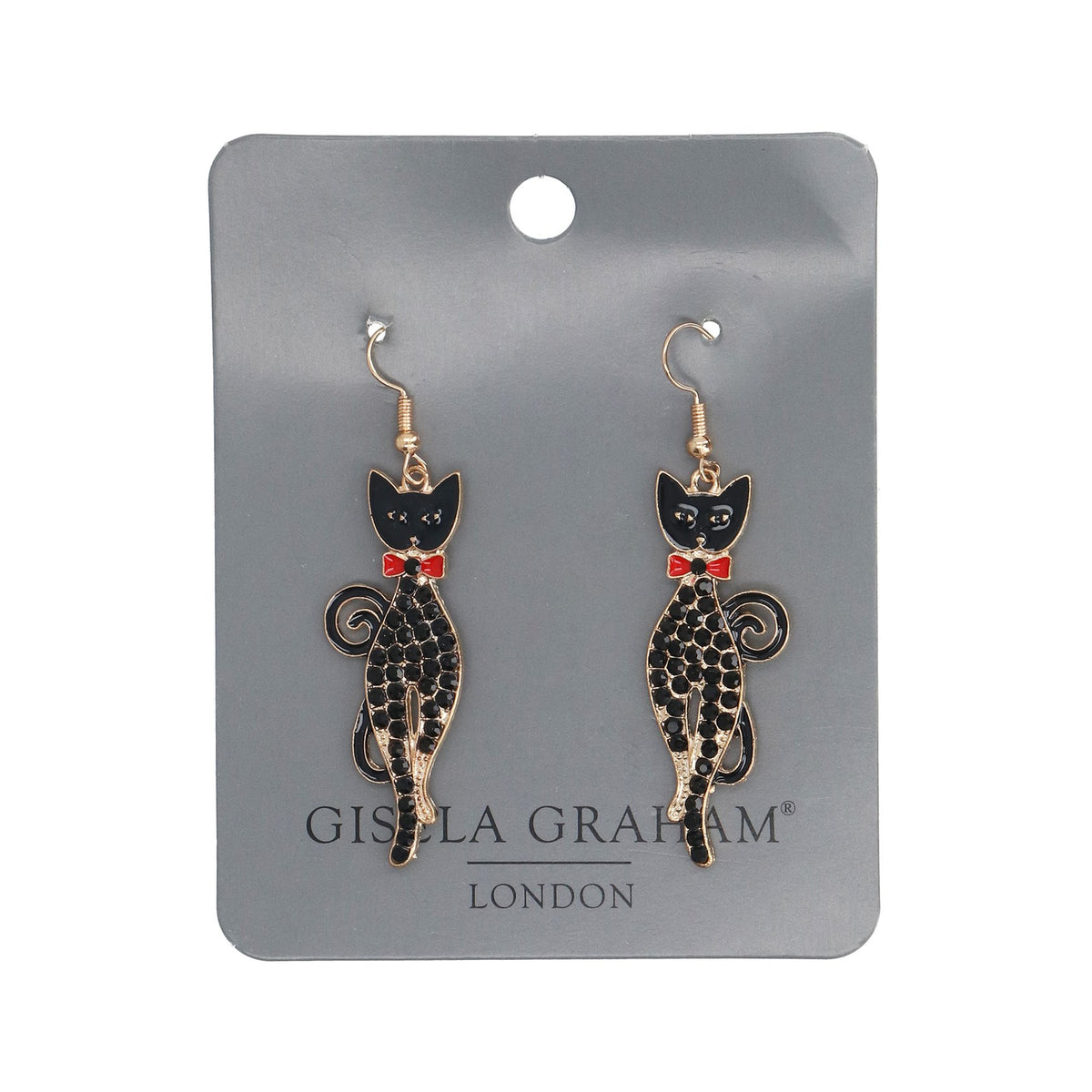 Gisela Graham - Spooky Halloween Cat Earrings 6cm