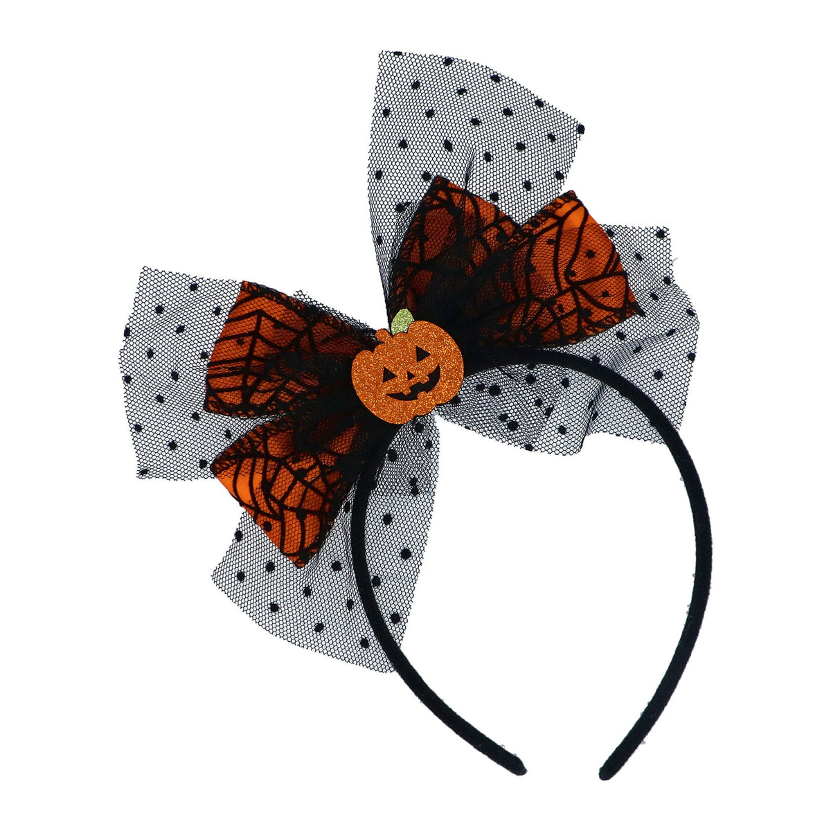 Gisela Graham Polyester Orange Pumpkin Bow Headband - 20cm