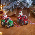 Red or Green Santa Tractor Pendant