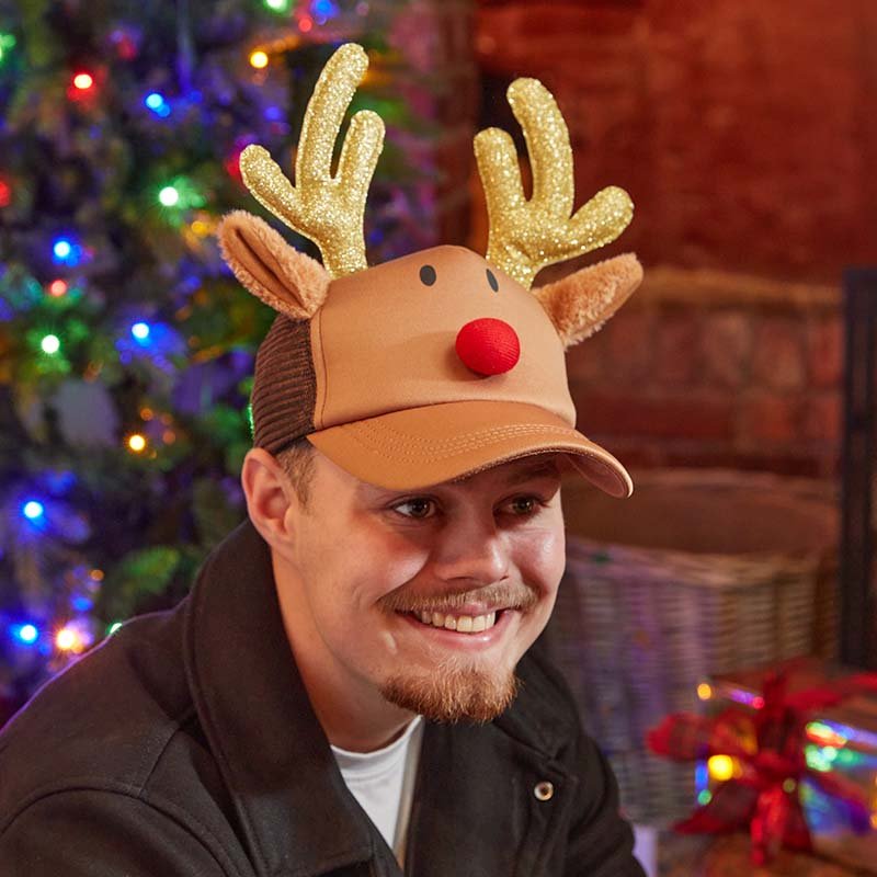 Rudolph Reindeer Christmas Cap