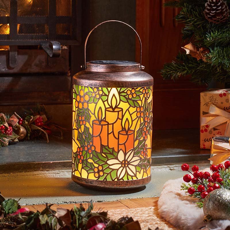 Candle Art Stain Glass Effect Light Up Lantern