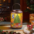 Christmas Tree Art Stain Glass Effect Light Up Lantern