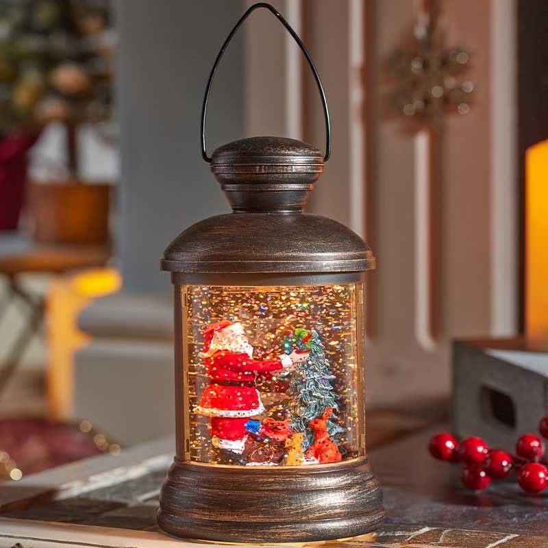 Lantern Water Spinner with Santa
