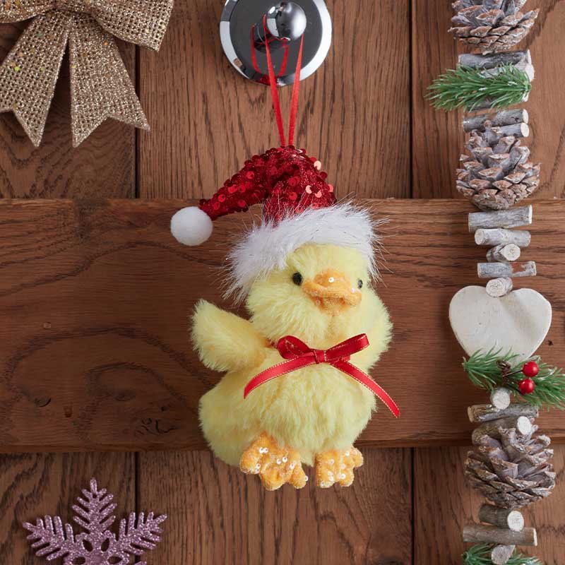 Sparkle Santa Hat Duck Pendant