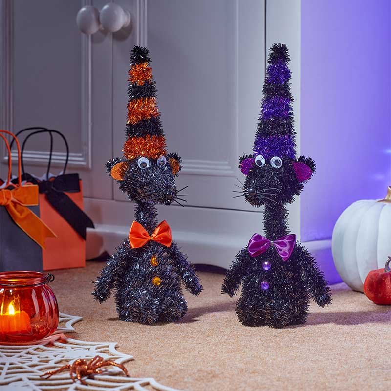 Halloween Orange or Purple Spooky Tinsel Rat