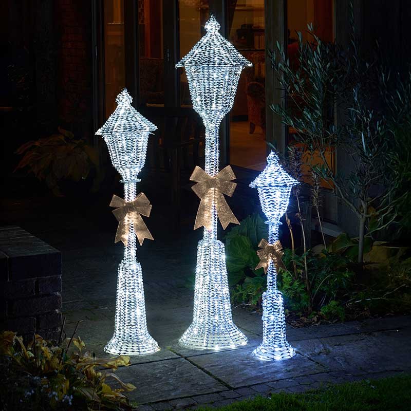 GlitterTwist Single Silver Lamp Post Low Voltage - 90cm