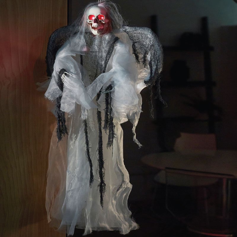 X-Large 90cm Animated Flapping Cackling Death Angel Halloween Witch Decoration