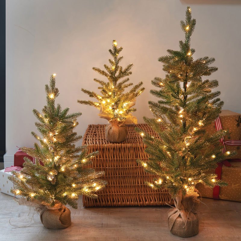 Single InLit Sparkly Fir Christmas Tree - 60cm