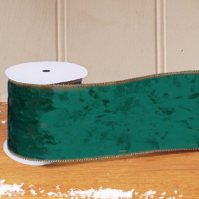 Green Deluxe Velvet Wired Ribbon - 89mm