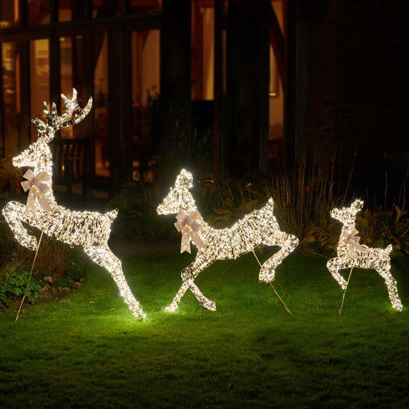Three Kings GoldTwist GoldTwist Leaping Deer Family with Warm White LEDs - Set of 3
