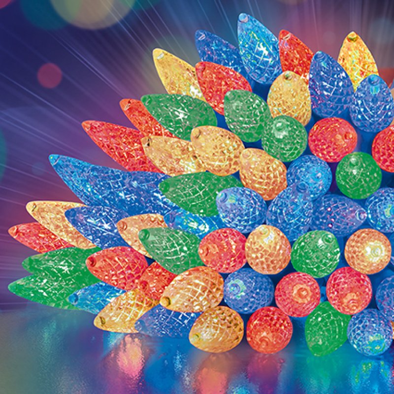 Premier Multi Coloured Pinecone C6 LED Multi Action with Timer Function - Set of 300