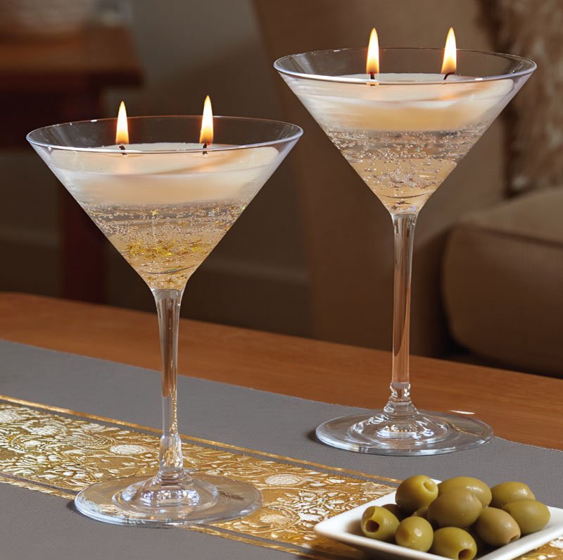 Sante! Martini Cocktail Glass Candle - Gold