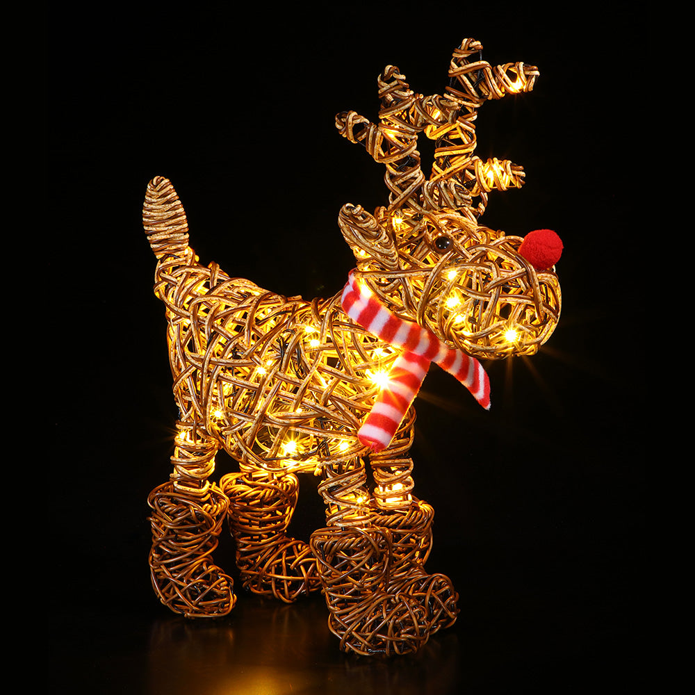NOMA 45cm Brown Wicker Rudolph with 60 LEDs