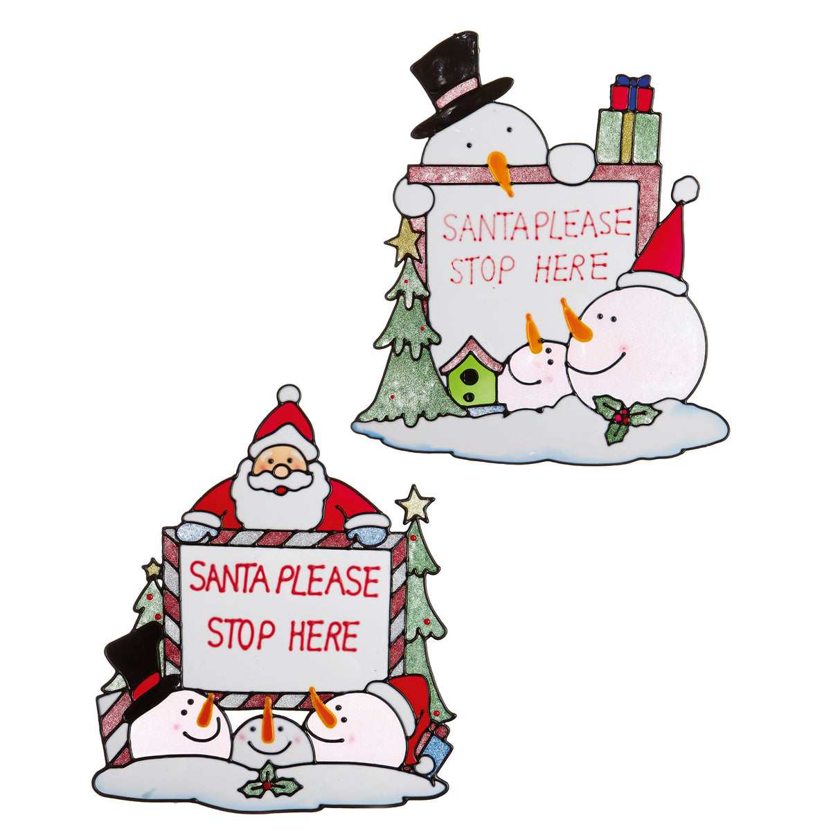 Large Santa Stop Here Window Cling Sticker Santa or Snowman - 37cm