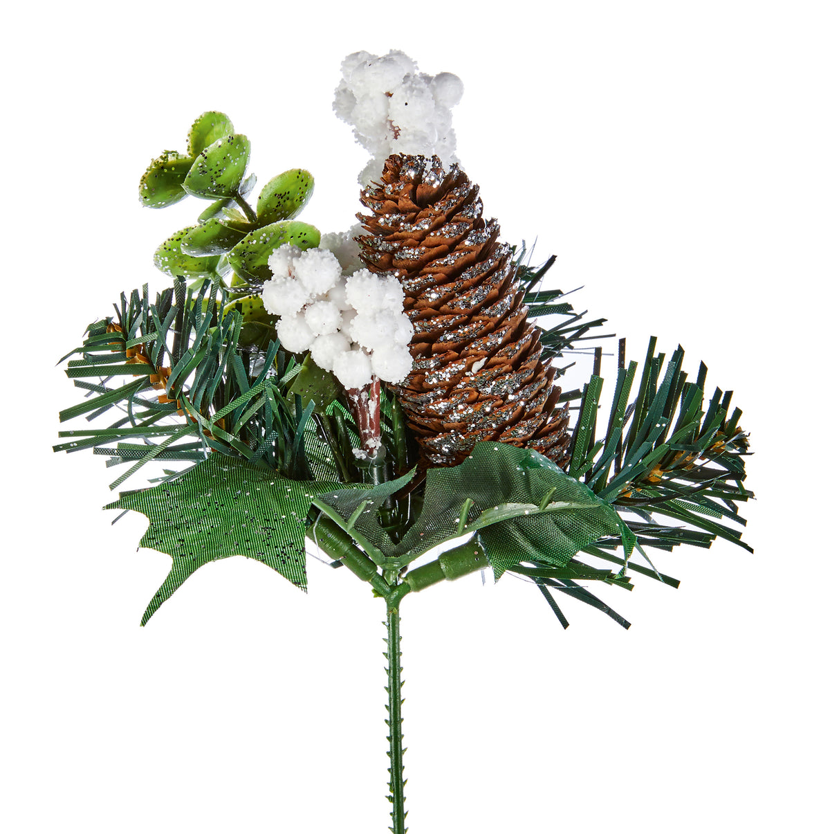 Eucalyptus, White Berry & Pinecone Pick - 18cm