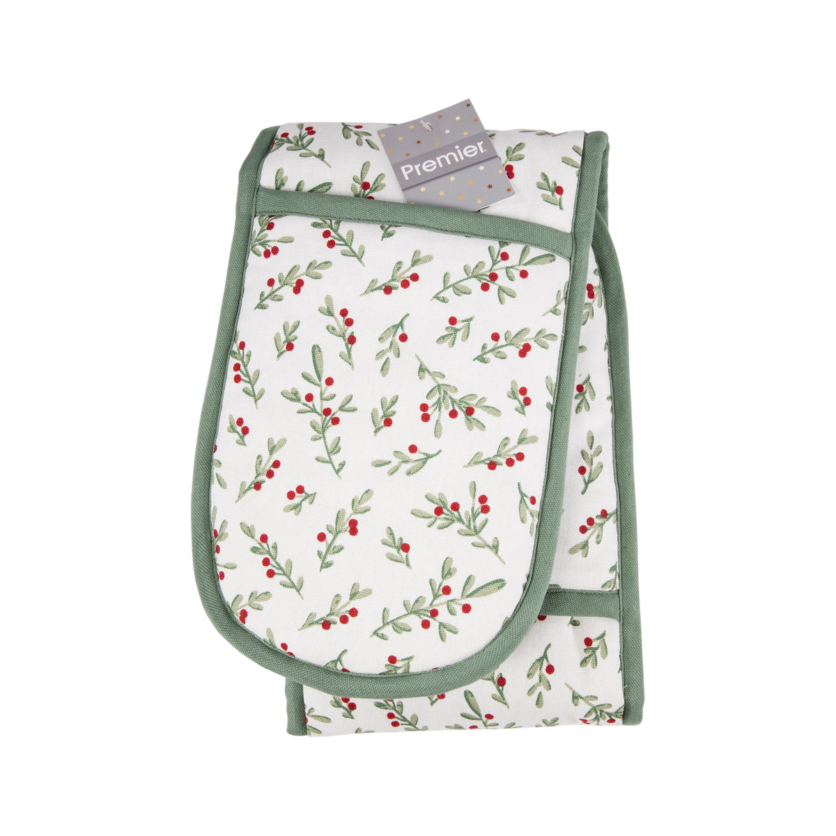 Holly & Red Berry Christmas Double Oven Glove 90cm
