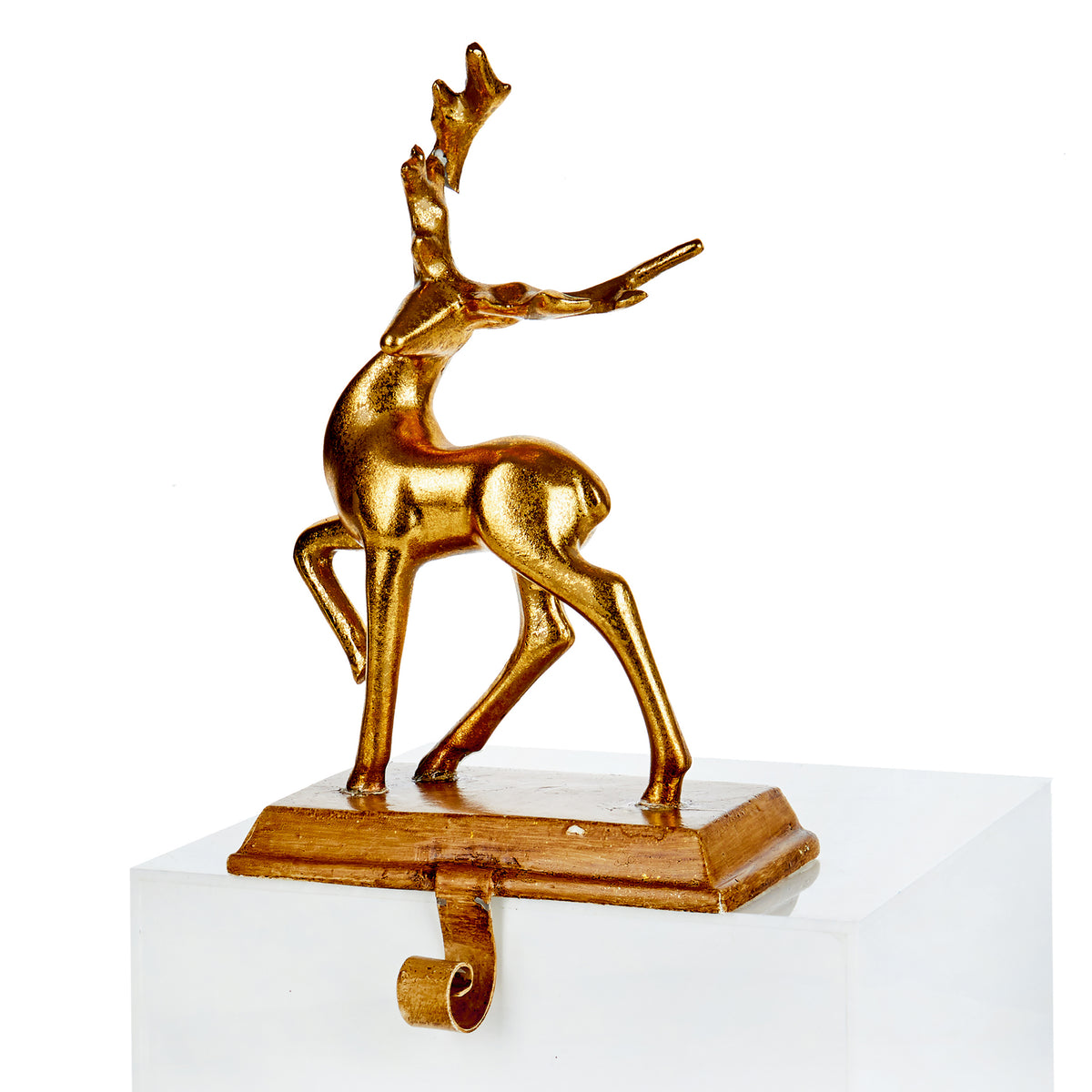 Golden Stag Reindeer Stocking Hanger