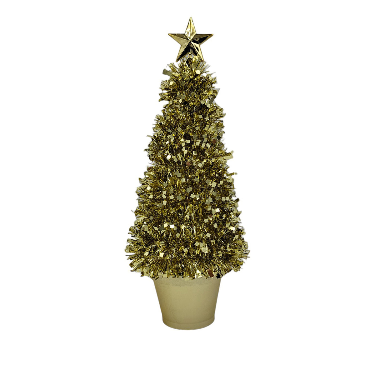 Gold Decorated Tinsel Christmas Tree in Pot - 41cm