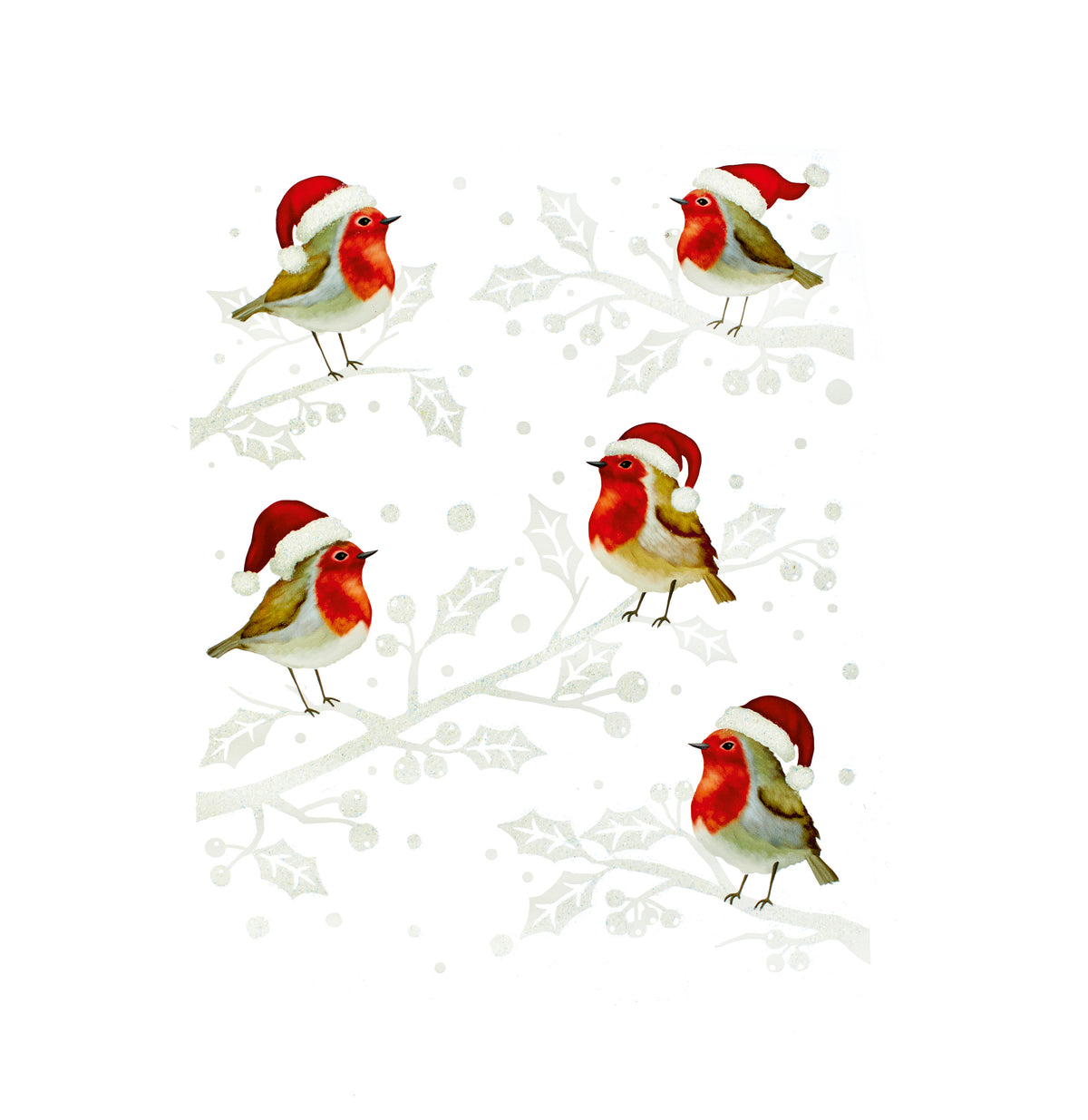 Glitter Robin with Branches Window Sticker - 35cm