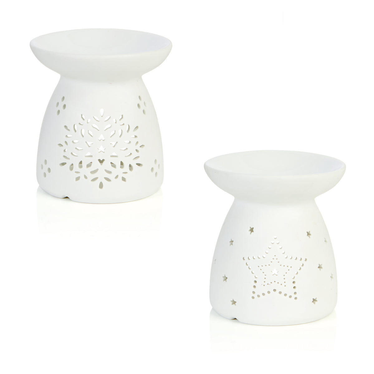 White Christmas Snowflake or Star Wax Burner - 12cm