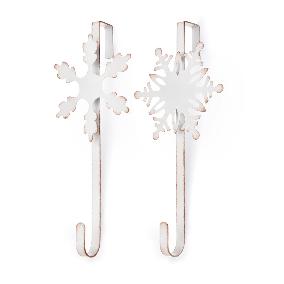 White Metal Wreath Hanger with Snowflake Design