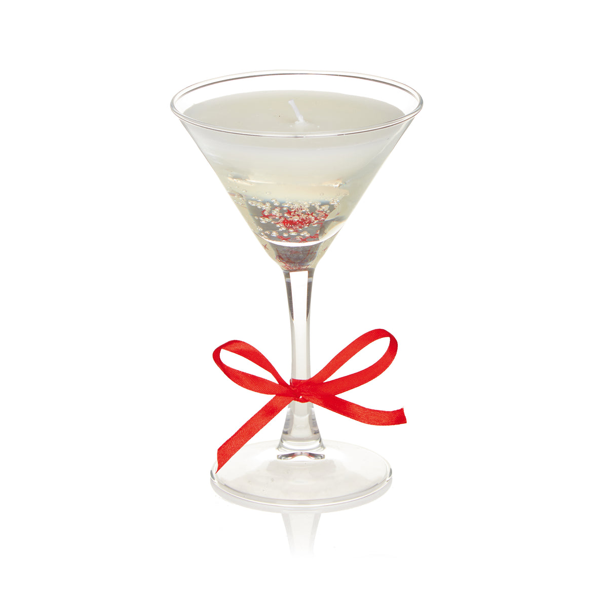 Martini Glass Gel Candle with Red Star - 16cm