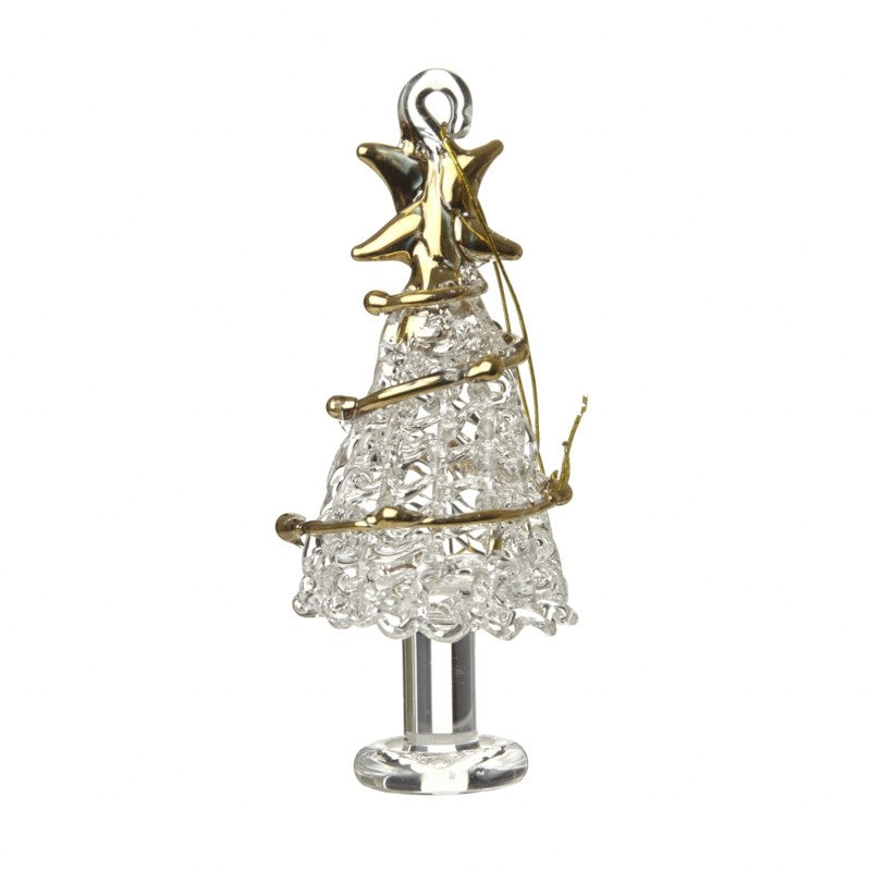 Glass Christmas Tree with Gold Garland - 6cm