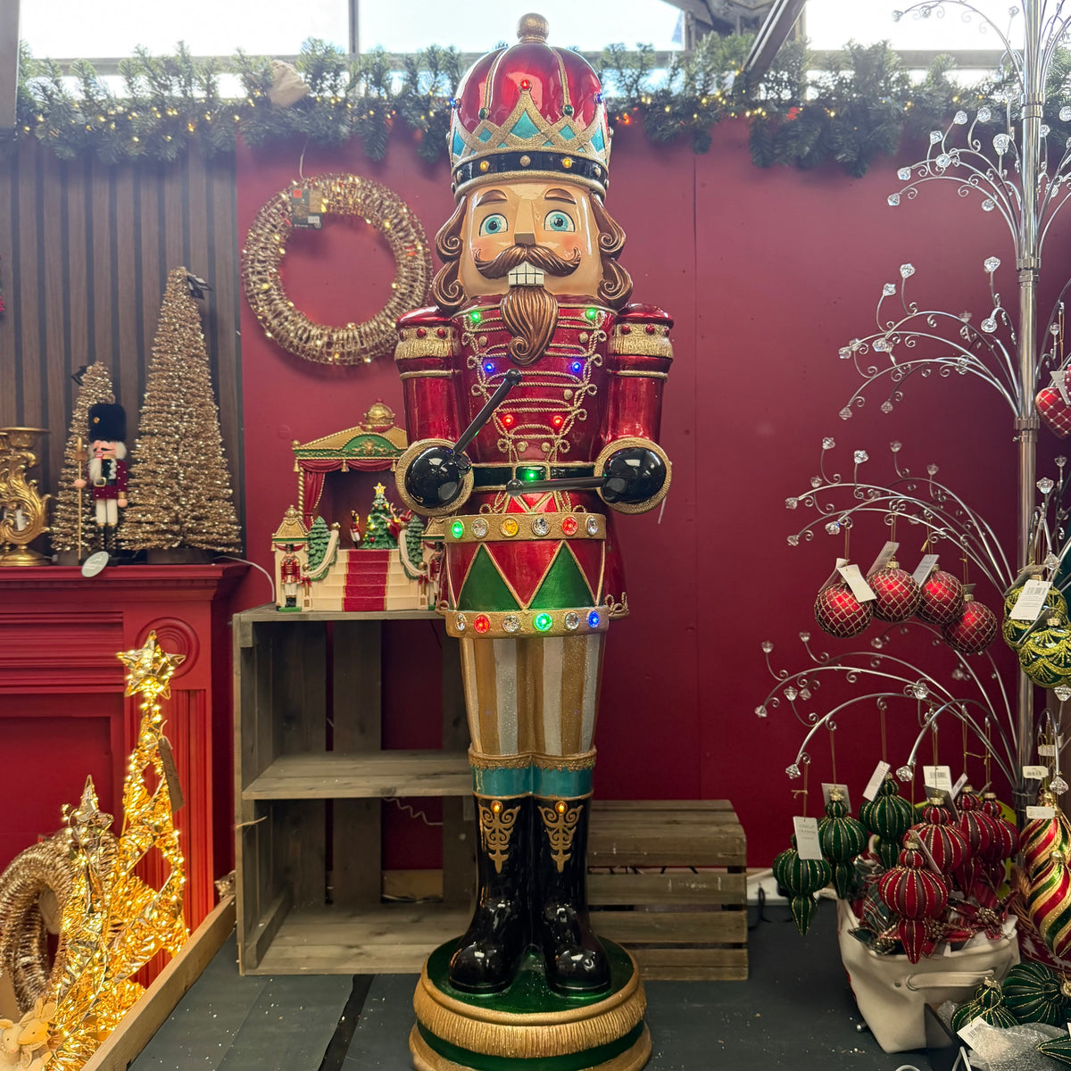 Giant Animated Nutcracker with Drum, LED Lights & Music - H155cm