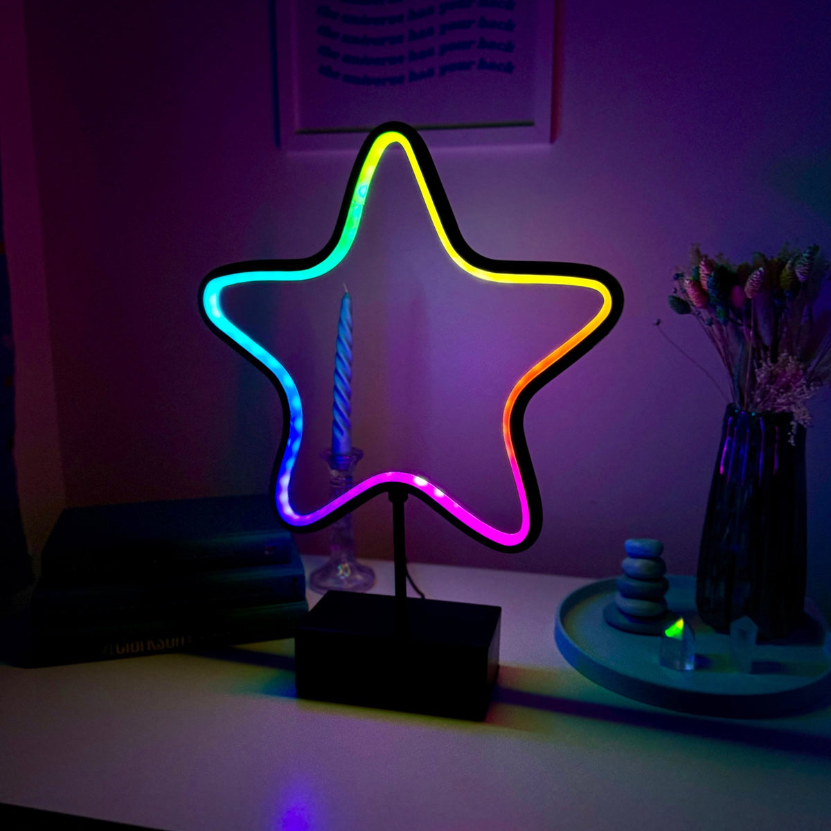 NOMA Digital Colour Changing Neon Black Metal Star with Remote Control