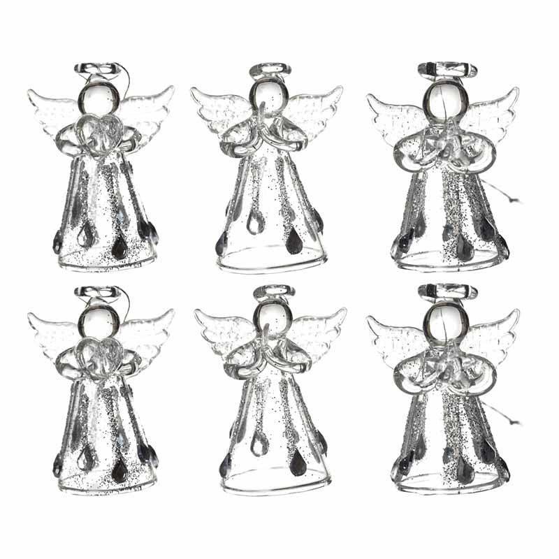 Set of 6 Glass Angels - 4.5cm