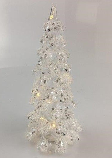 Light Up Glass Silver Tree - 20cm