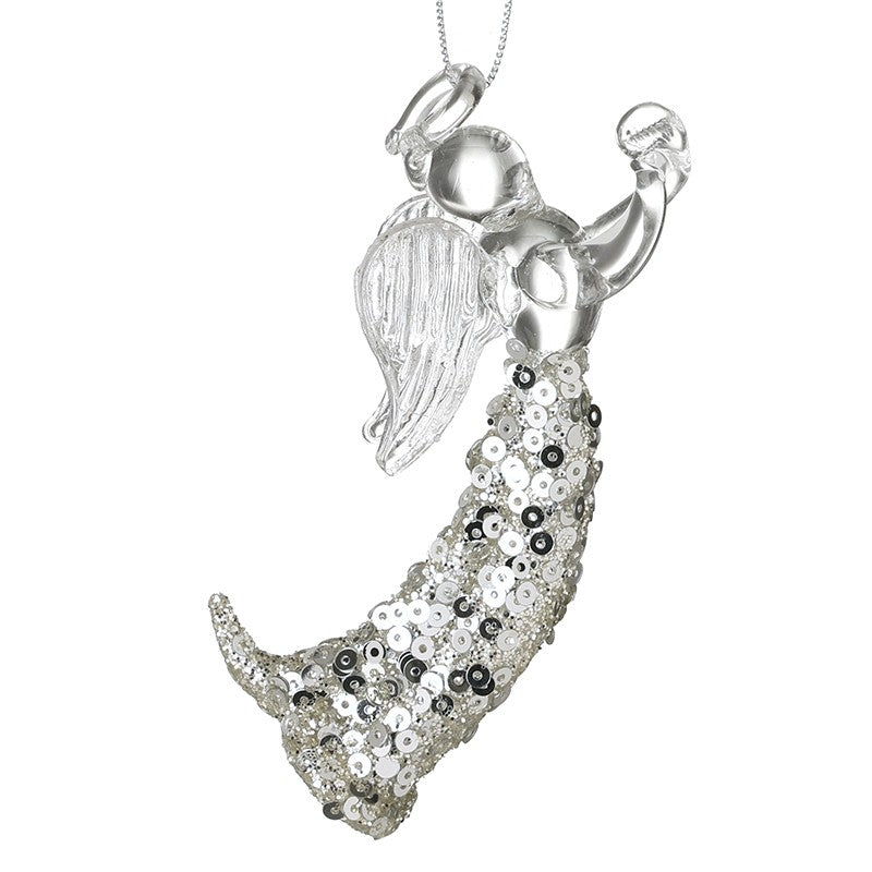 Hanging Glass Sequin Skirt Angel Bauble - 10cm