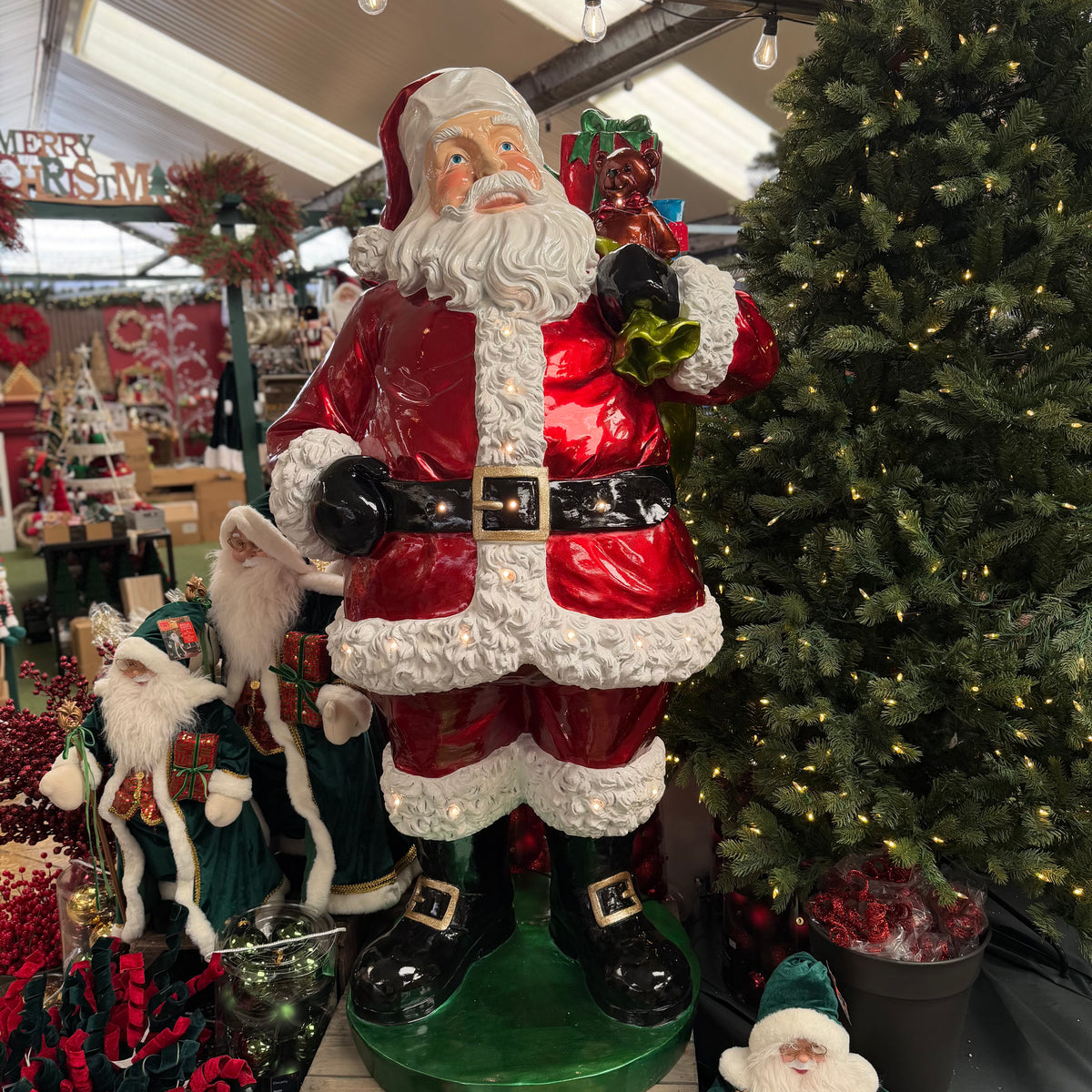 Giant Outdoor Light Up LED Santa with Sack of Presents - H160cm