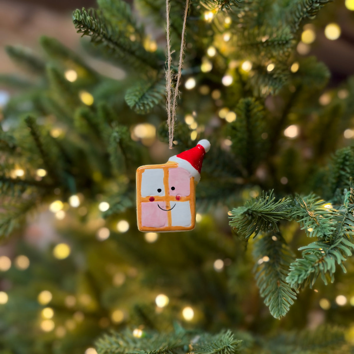 Ceramic Christmas Battenburg Cake Bauble - 5.8cm