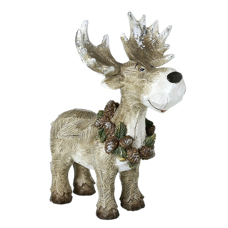 Resin Deer with Wreath Necklace - 17cm