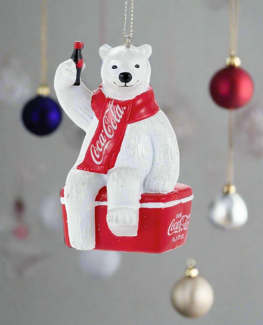 Coca-Cola Polar Bear on Cooler Christmas Bauble